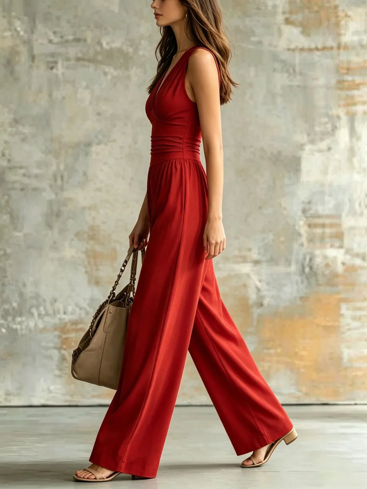 Kendra Figure Flattering V Neck Jumpsuit
