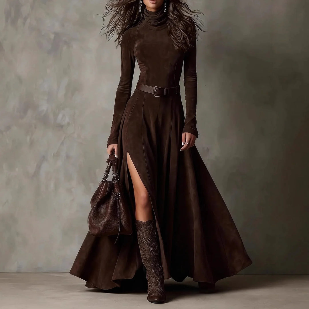 Ariana Turtleneck Slit Maxi Dress
