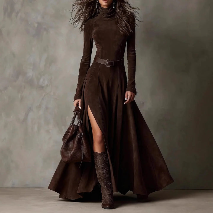 Ariana Turtleneck Slit Maxi Dress
