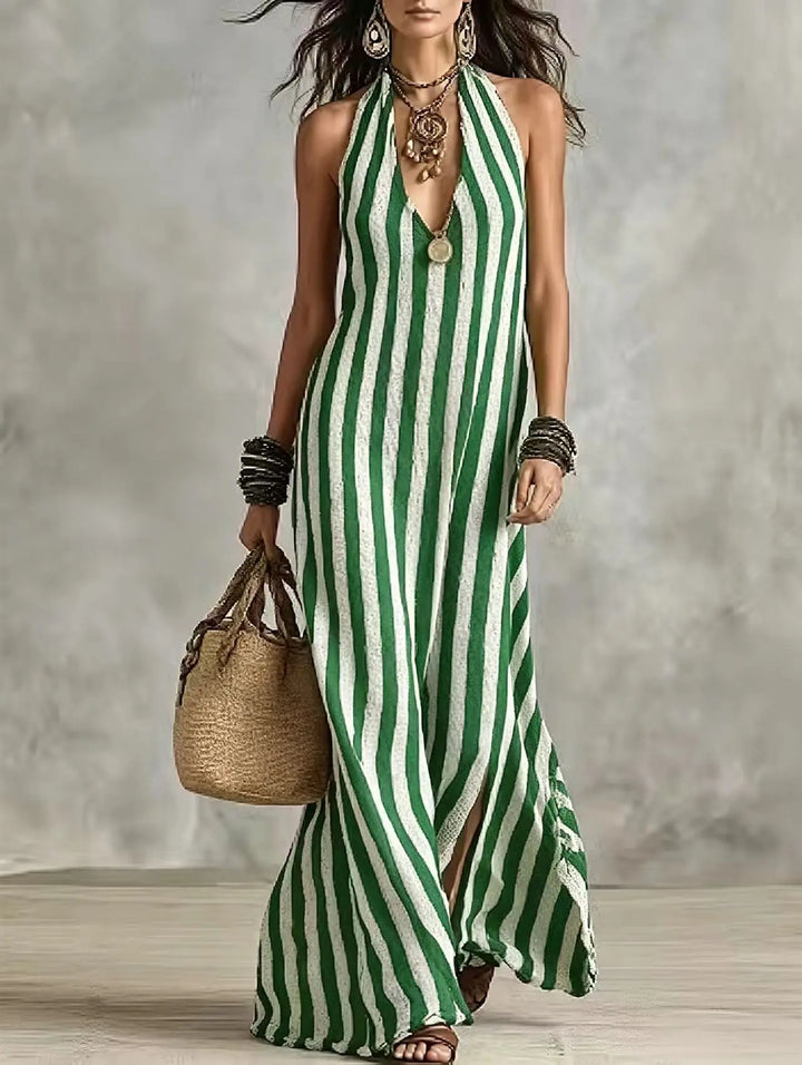 Siena Striped Halter Maxi Dress