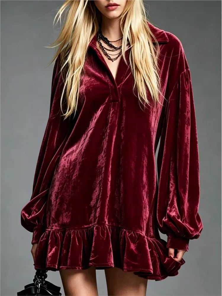 Jordynn Velvet Ruffle Mini Dress