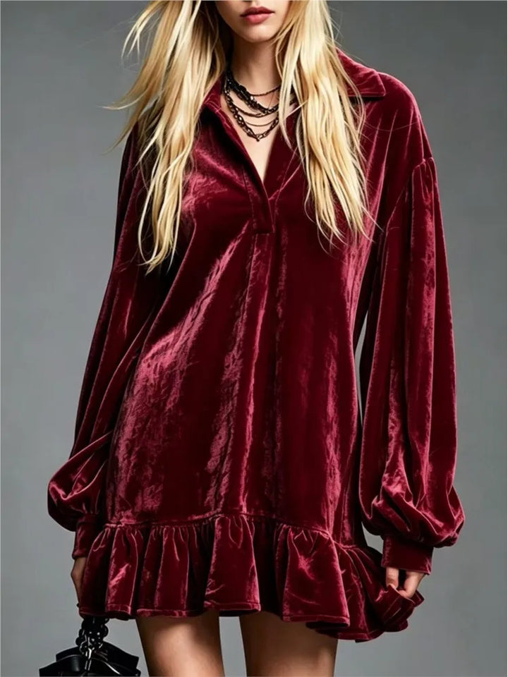 Jordynn Velvet Ruffle Mini Dress