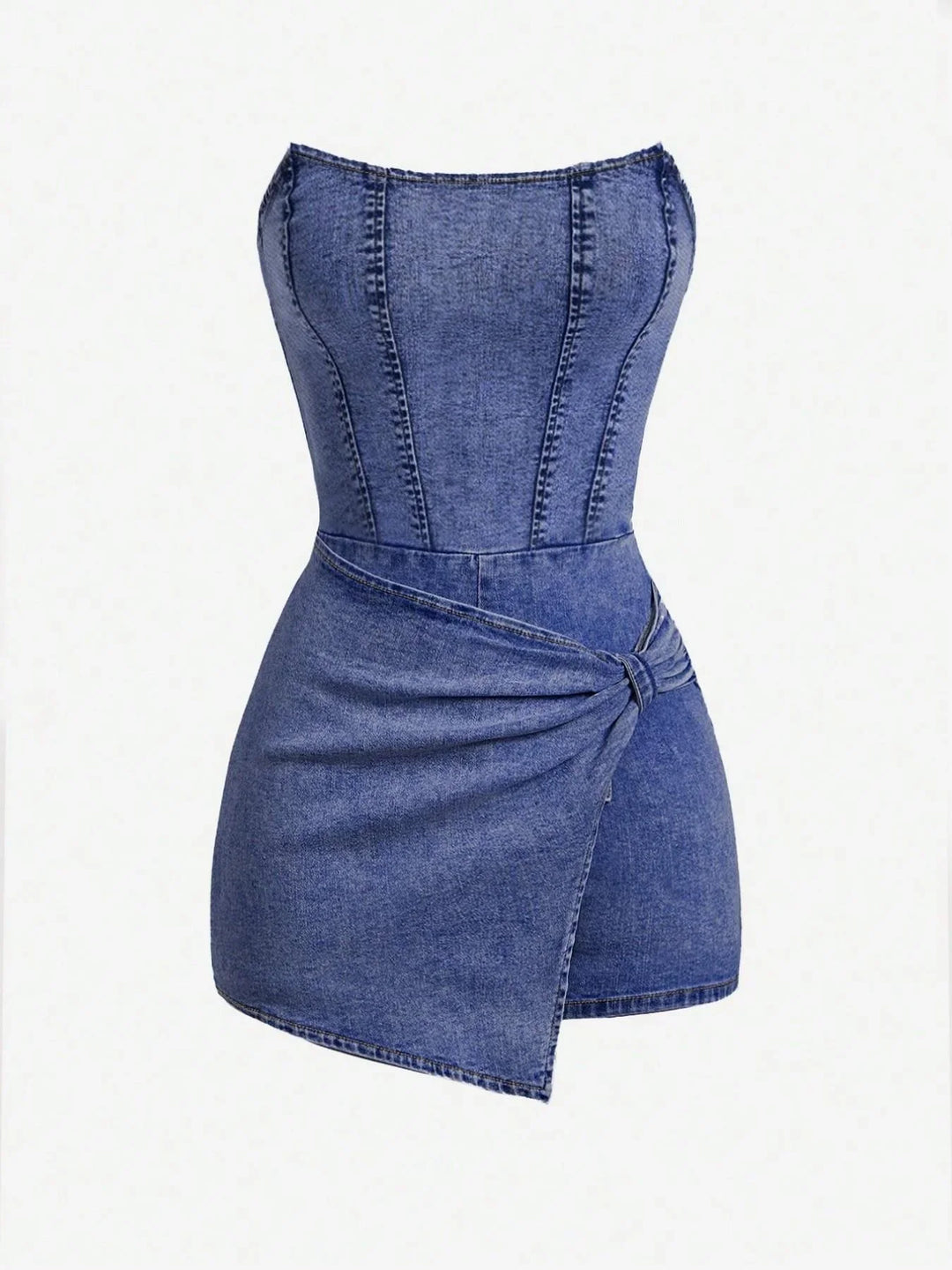 Mirelle Wrap Front Denim Dress