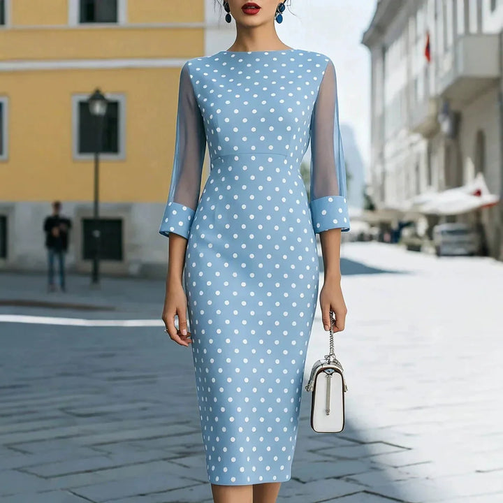 Amelina Polka Dot Wedding Guest Midi Dress