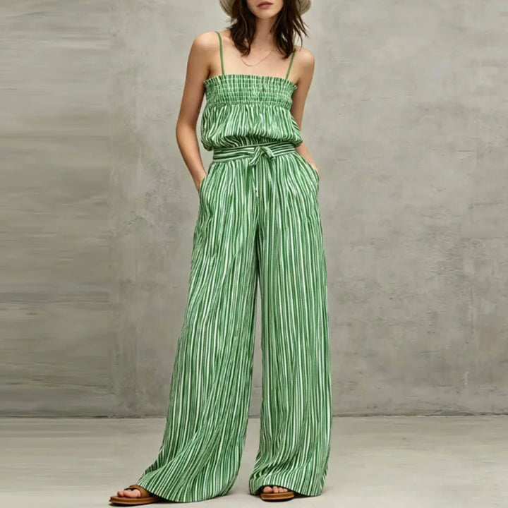 Briella Striped Smocked Wide Leg Pants Set
