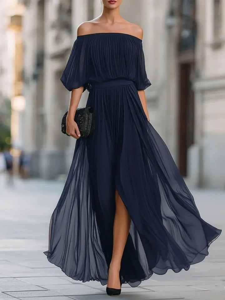 Fiorella Elegant Flowy Off Shoulder Maxi Dress
