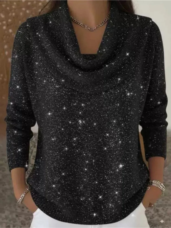 Solene Cowl Neck Shimmer Sweater