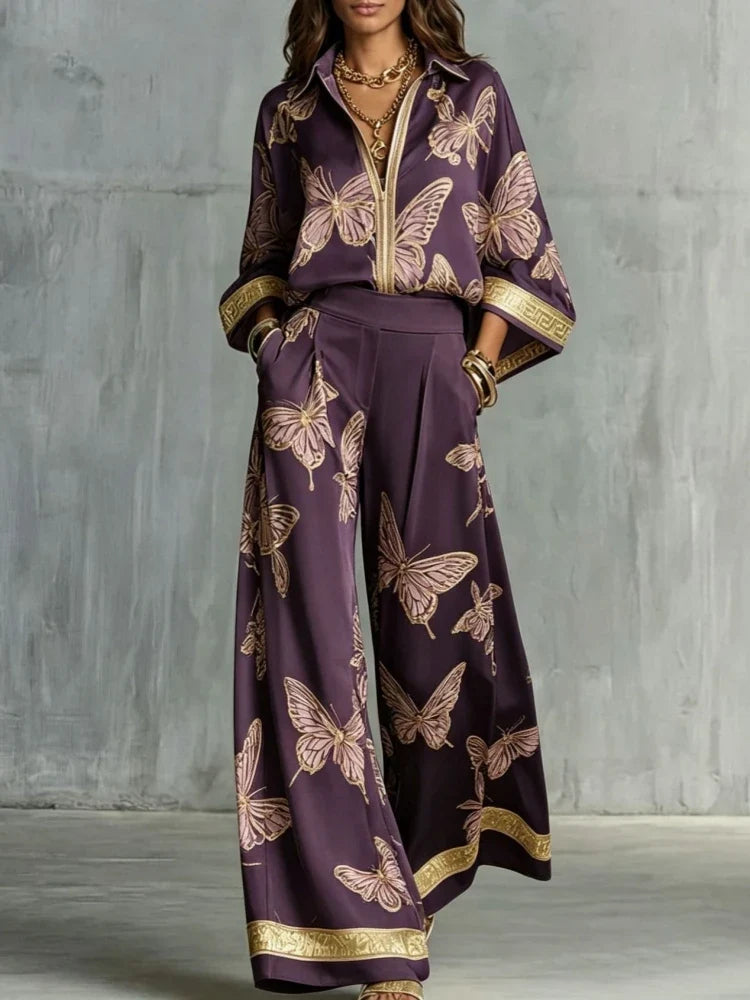 Grace Butterfly Print Lounge Set