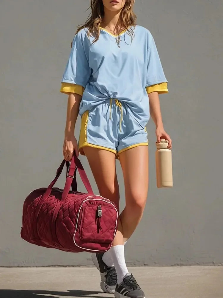 Bianca Color Block Shorts Set