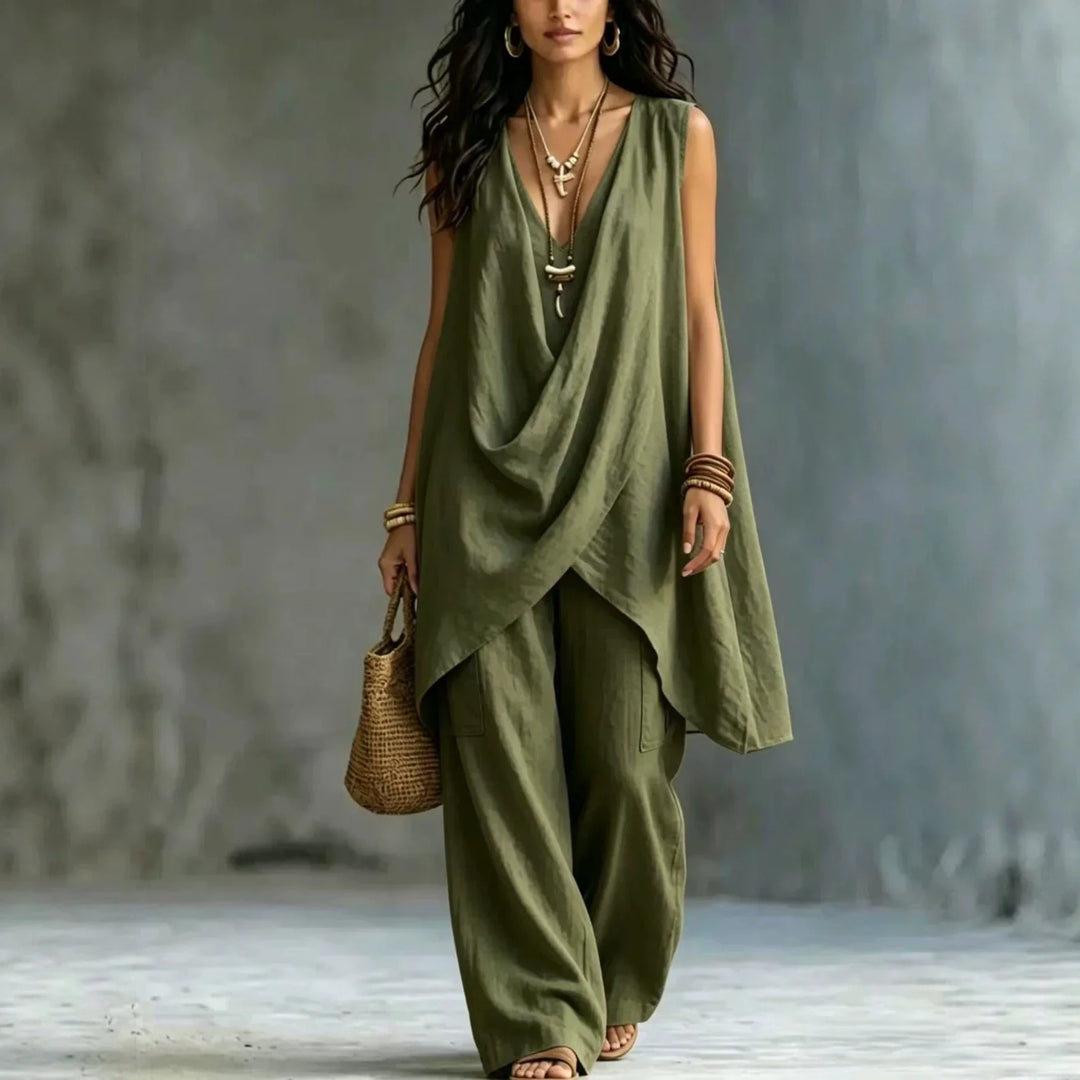 Celestia Draped Linen Set