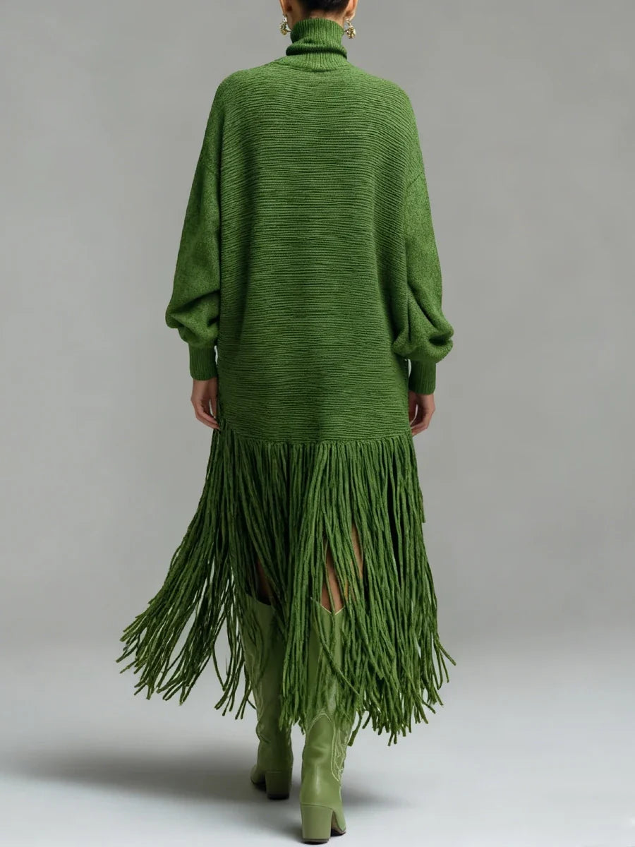 Aubree Fringe Knit Midi Dress