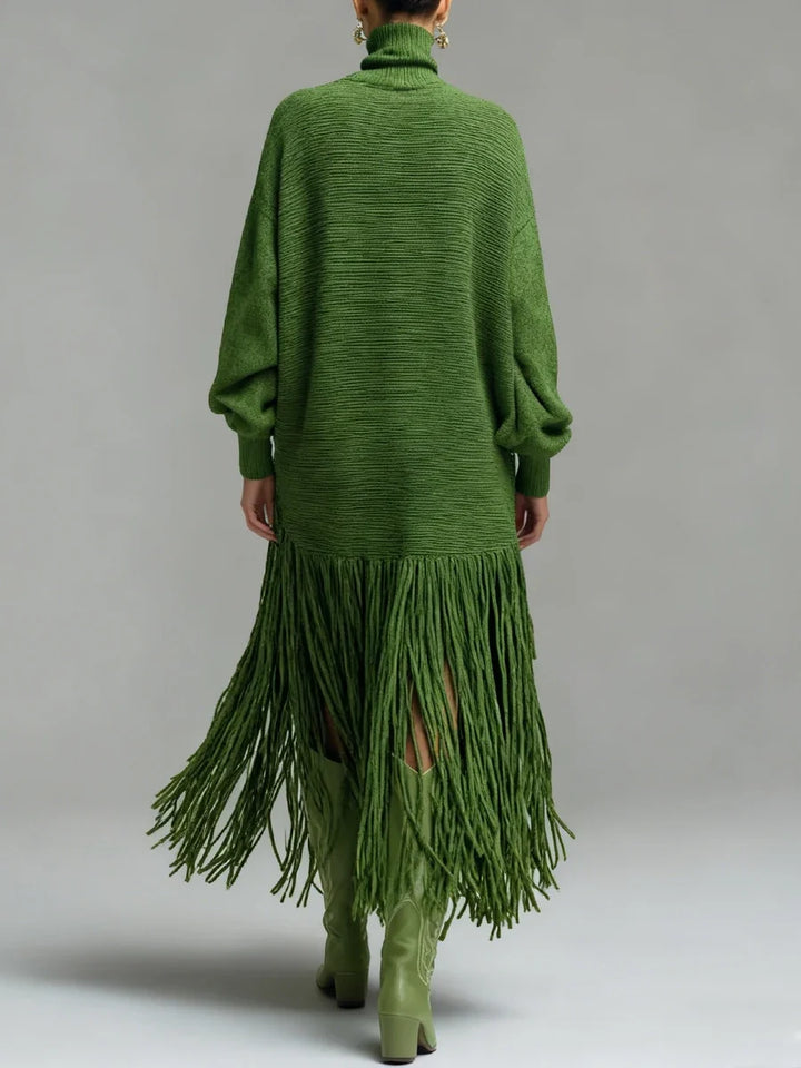Aubree Fringe Knit Midi Dress