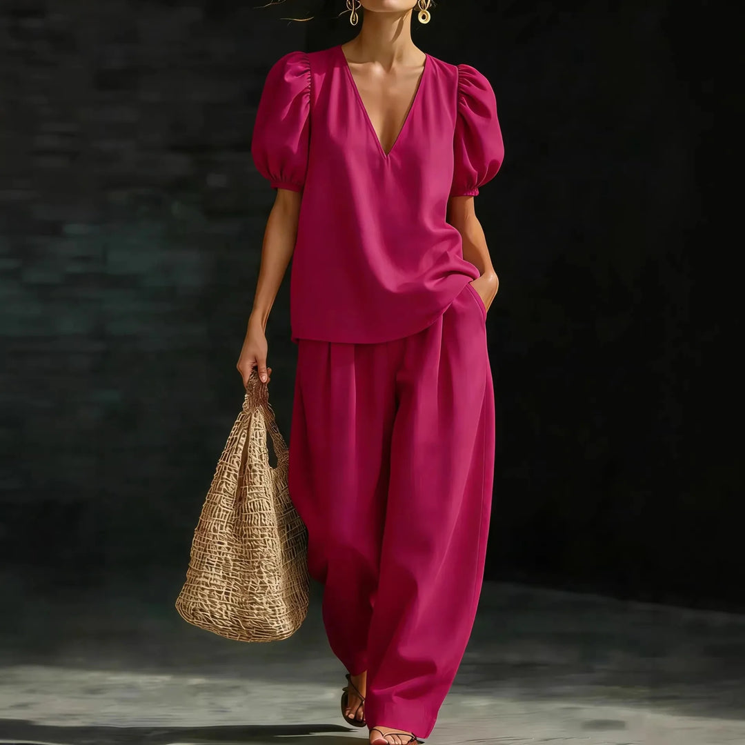 Liora Puff Sleeve Wide Leg Set