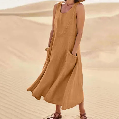 Camilia Breathable Linen Maxi Dress