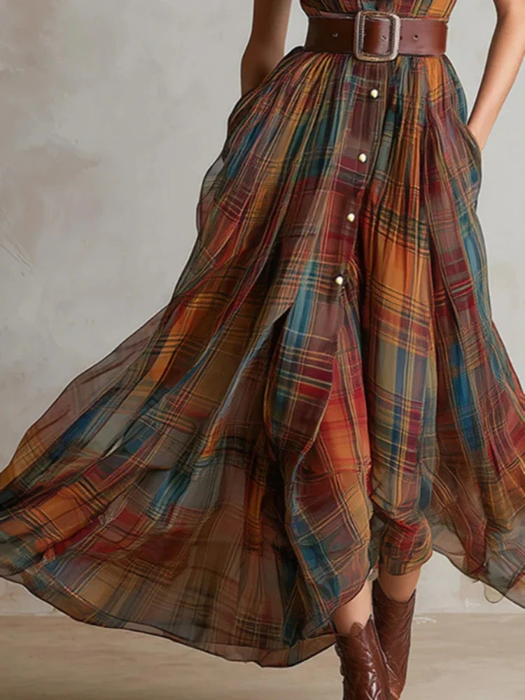 Rebecca Plaid Bohemian Maxi Dress