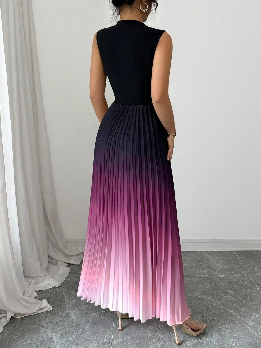 Zenaida Pleated Maxi Wedding Guest Dress