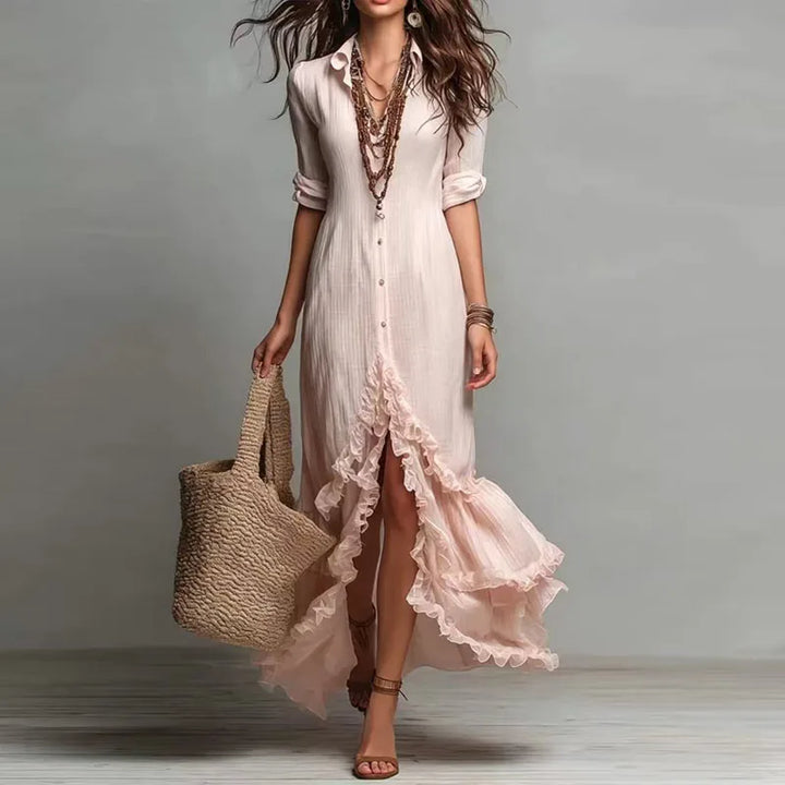 Amelia Ruffle Hem Maxi Dress
