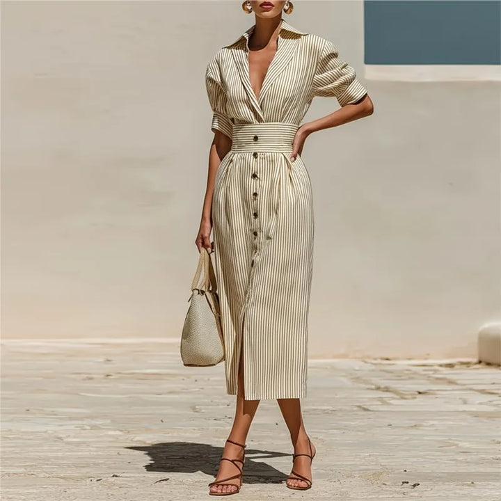Jenny Striped Shirt Midi Dress