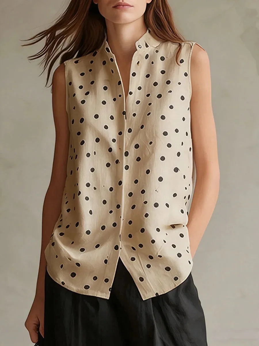 Noemina Relaxed Polka Dot Sleeveless Blouse