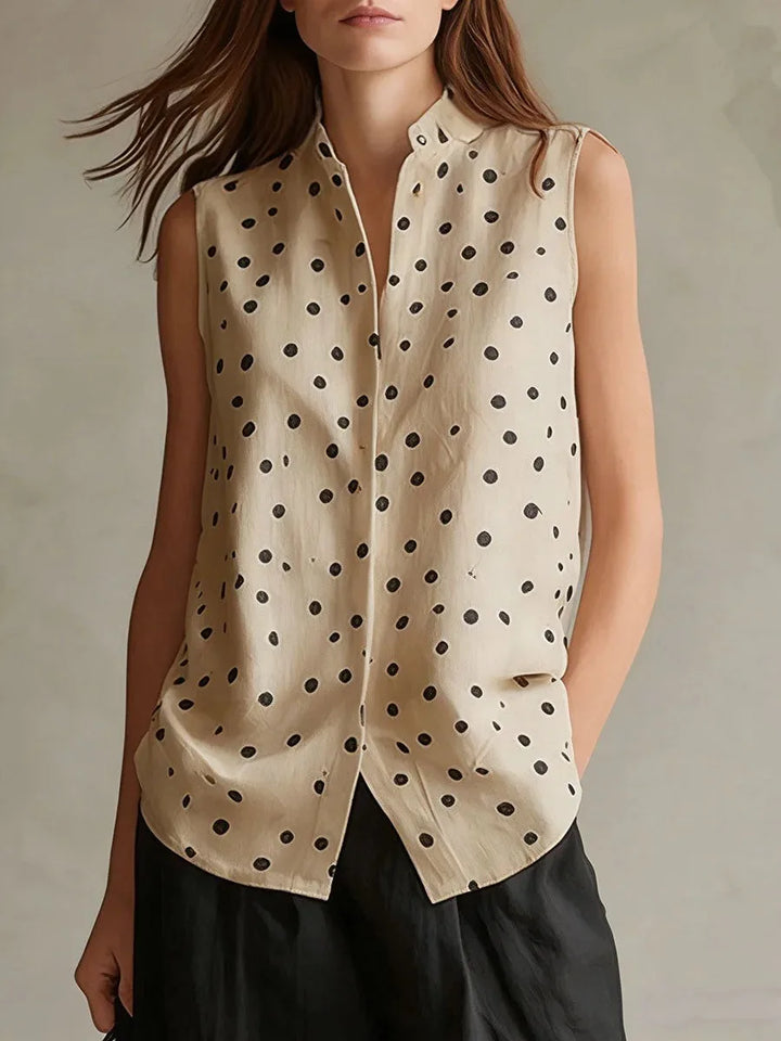 Noemina Relaxed Polka Dot Sleeveless Blouse