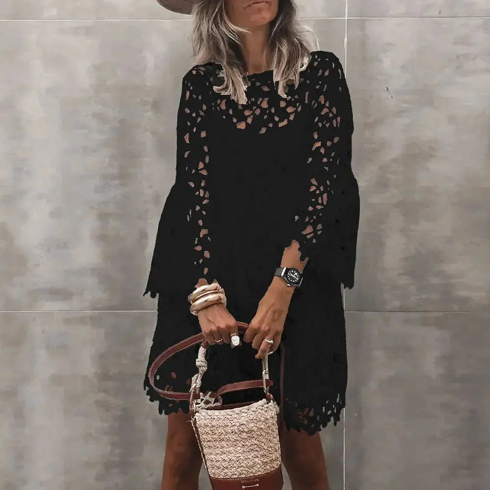 Henrietta Elegant Eyelet Lace Mini Dress