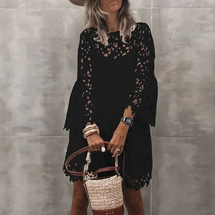 Henrietta Elegant Eyelet Lace Mini Dress