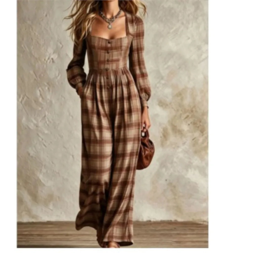 Mercedes Plaid Wide Leg Jumpsuit