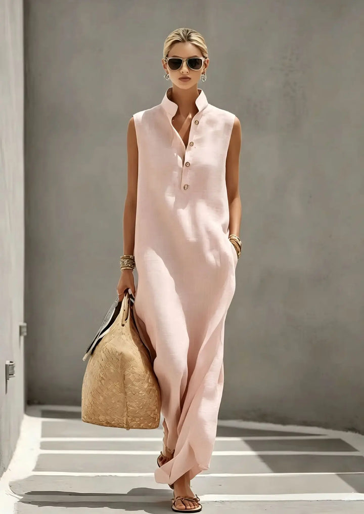 Aviana Elegant Chic Linen Maxi Dress