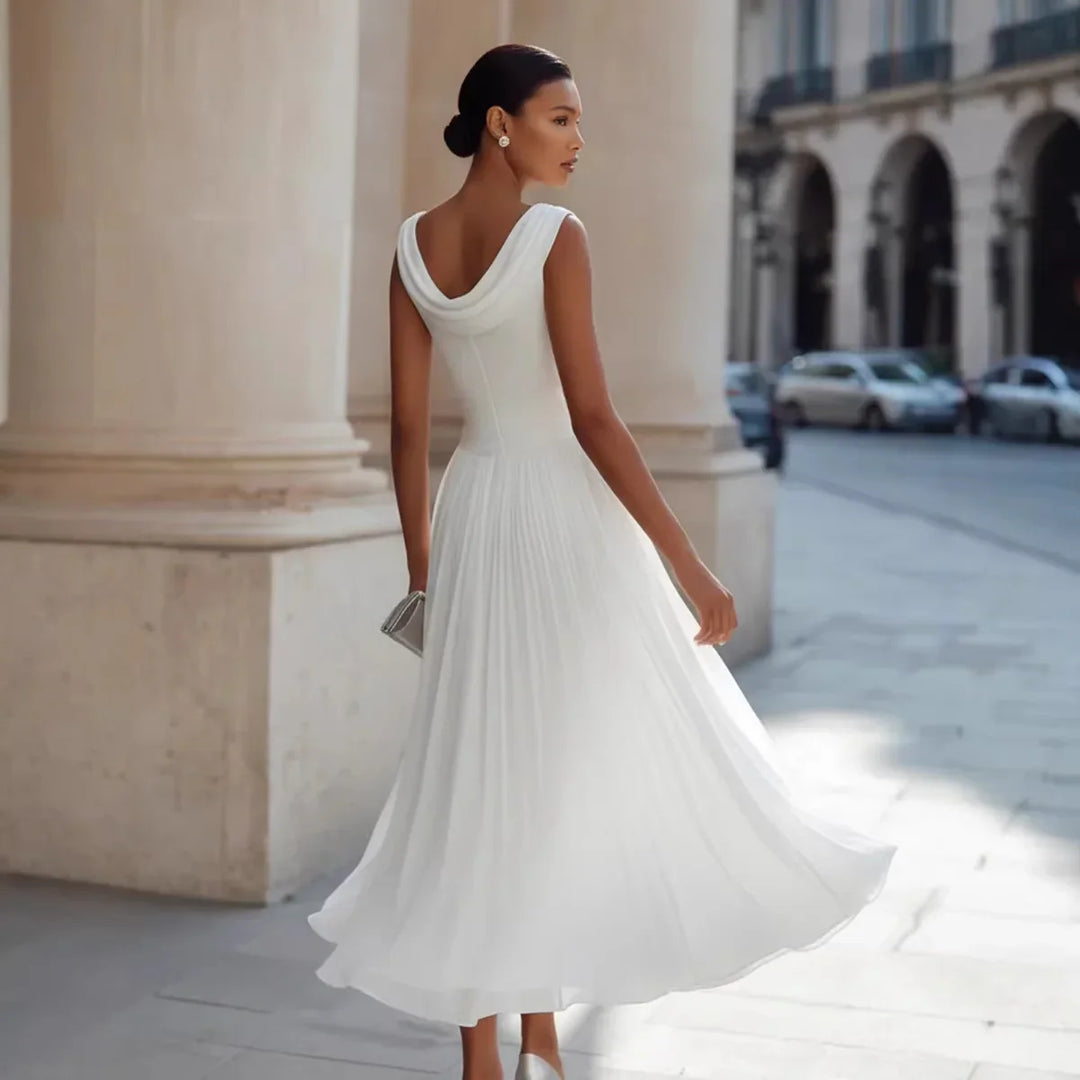 Audrina Flowing Pleated Midi Dress