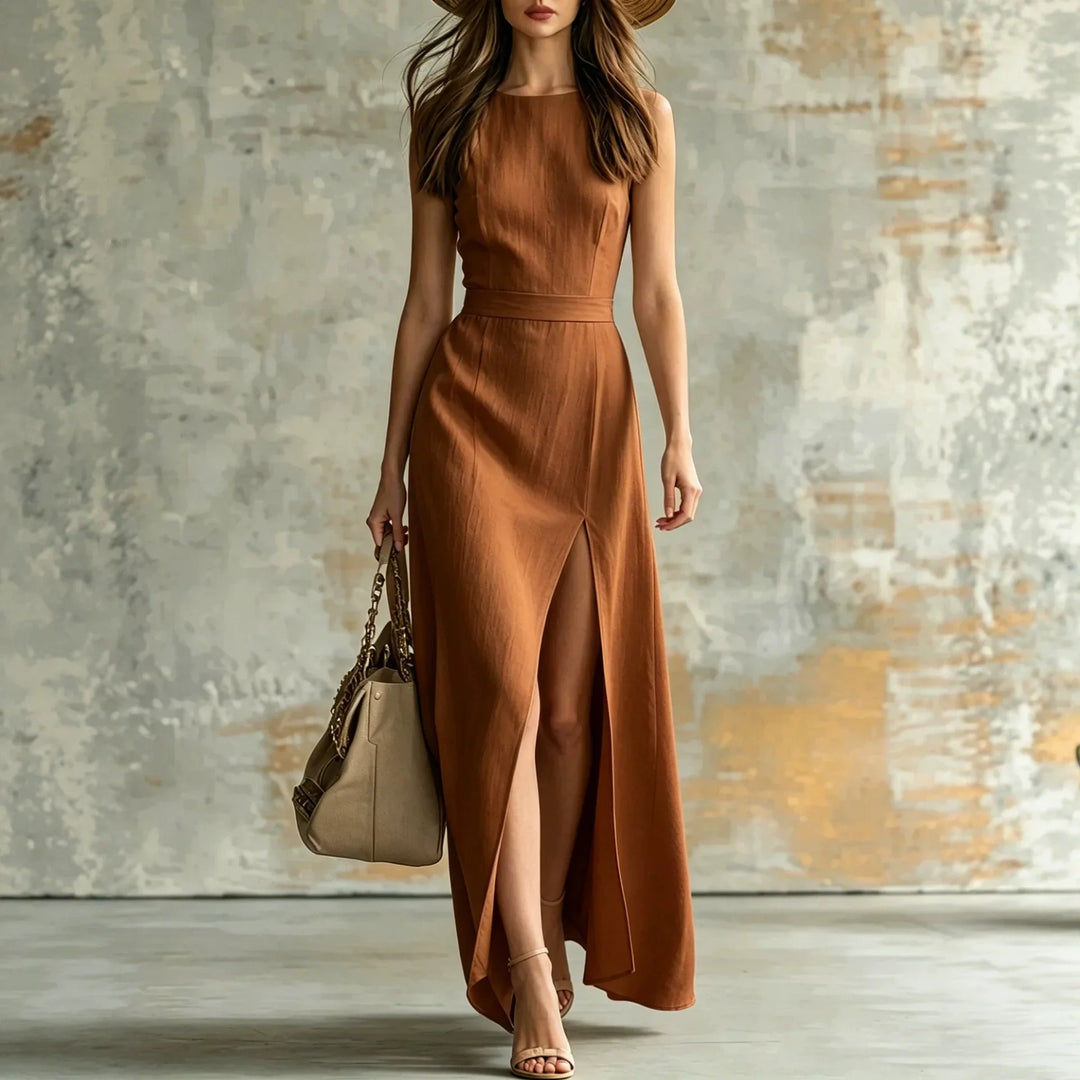 Lucienne Flowing Sleeveless Side Slit Maxi Dress