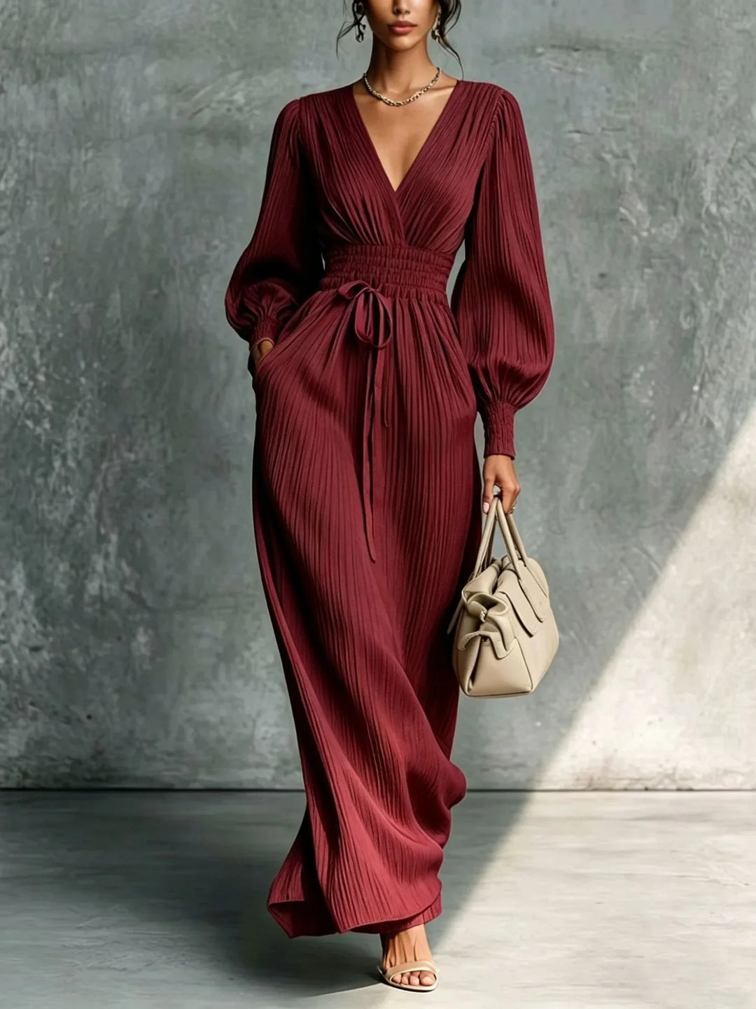 Megan Deep V Neck Maxi Dress