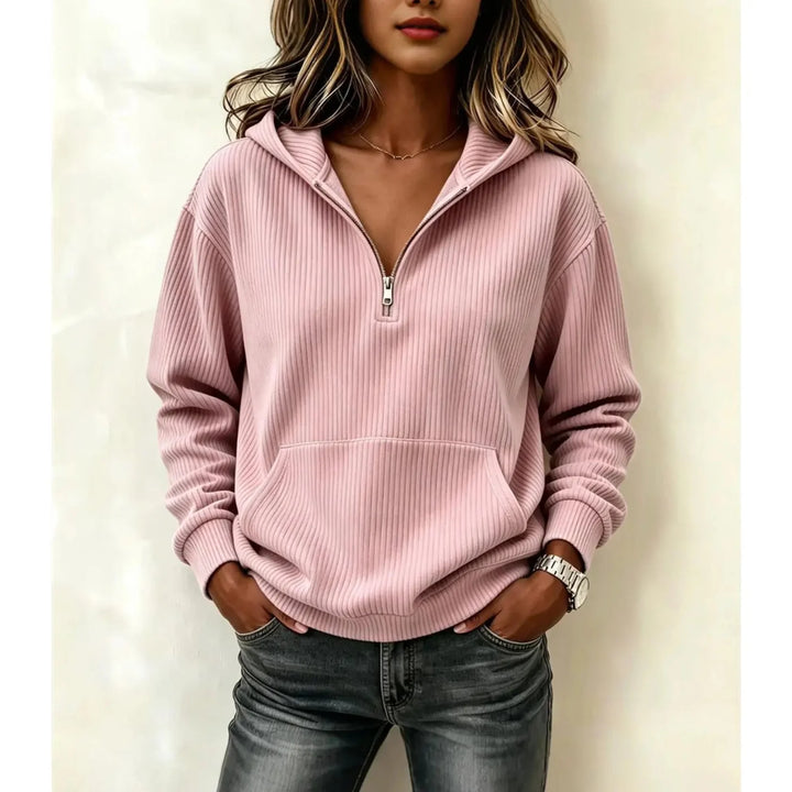 Ludovica Half Zip Ribbed Hoodie