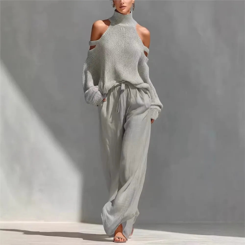 Simone Cutout Shoulder Sweater Set