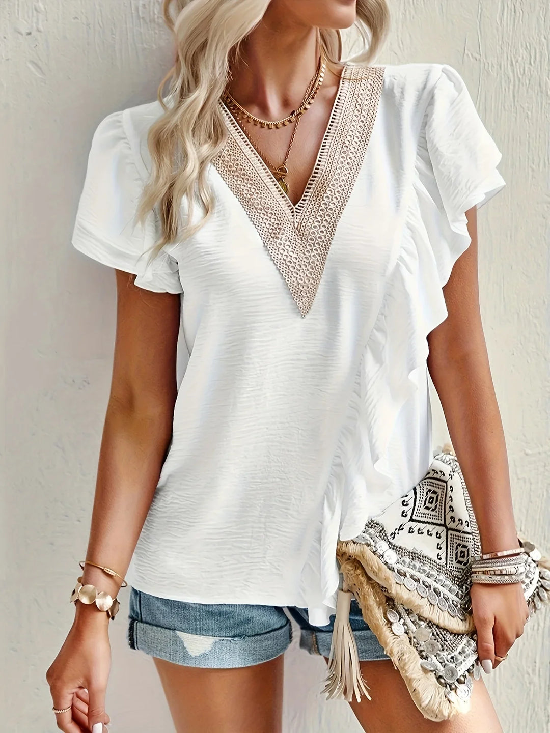 Serena Relaxed V Neck Summer Blouse