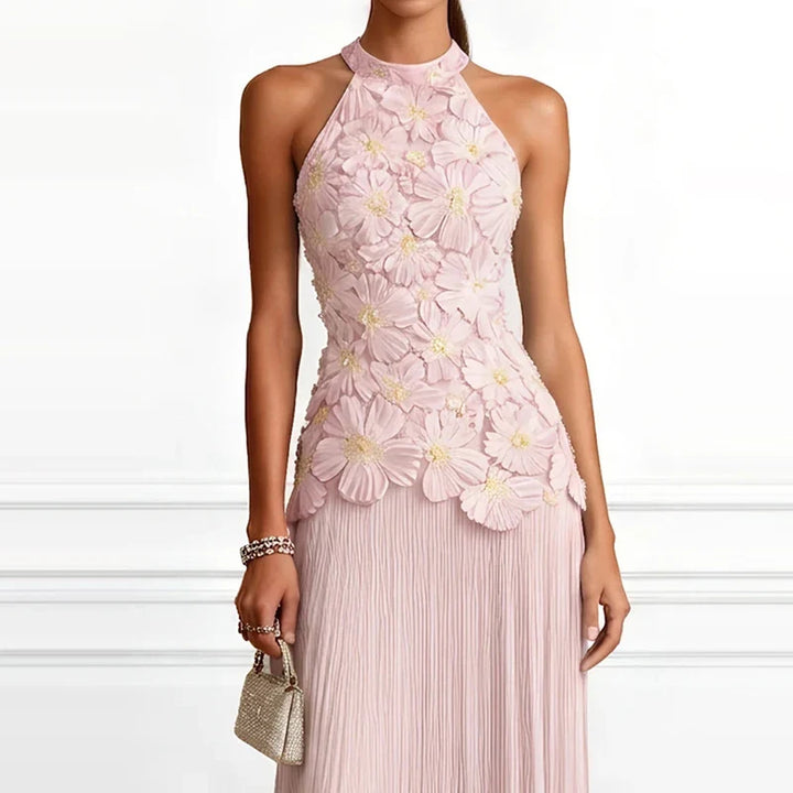 Marielise Halter Pleated Gown