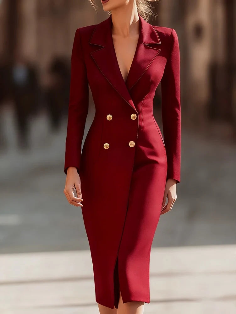 Myra Elegant Blazer Midi Dress