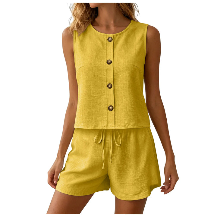 Elleryn Casual Sleeveless Matching Shorts Set