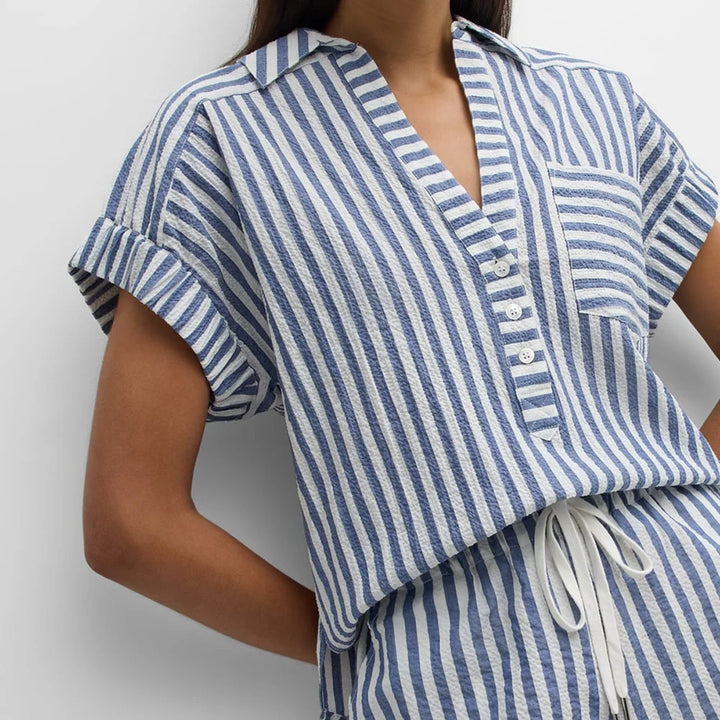 Alba Striped Cotton Lounge Set