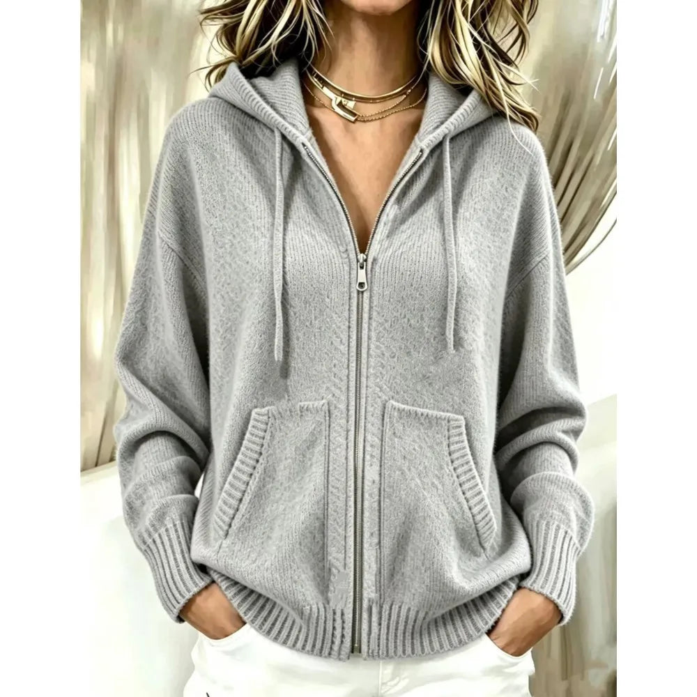 Corinthe Zip Front Knit Hoodie