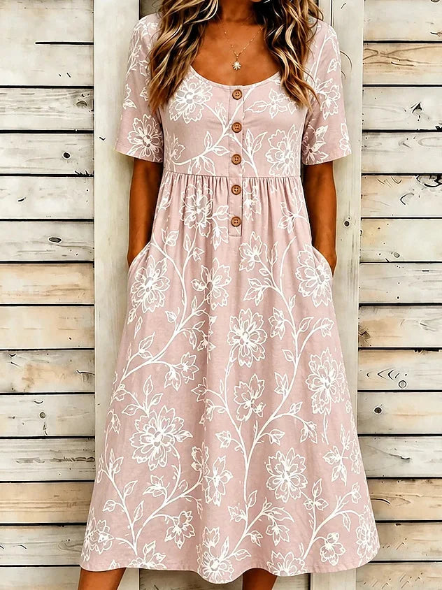 Tania Boho Floral Button Midi Dress