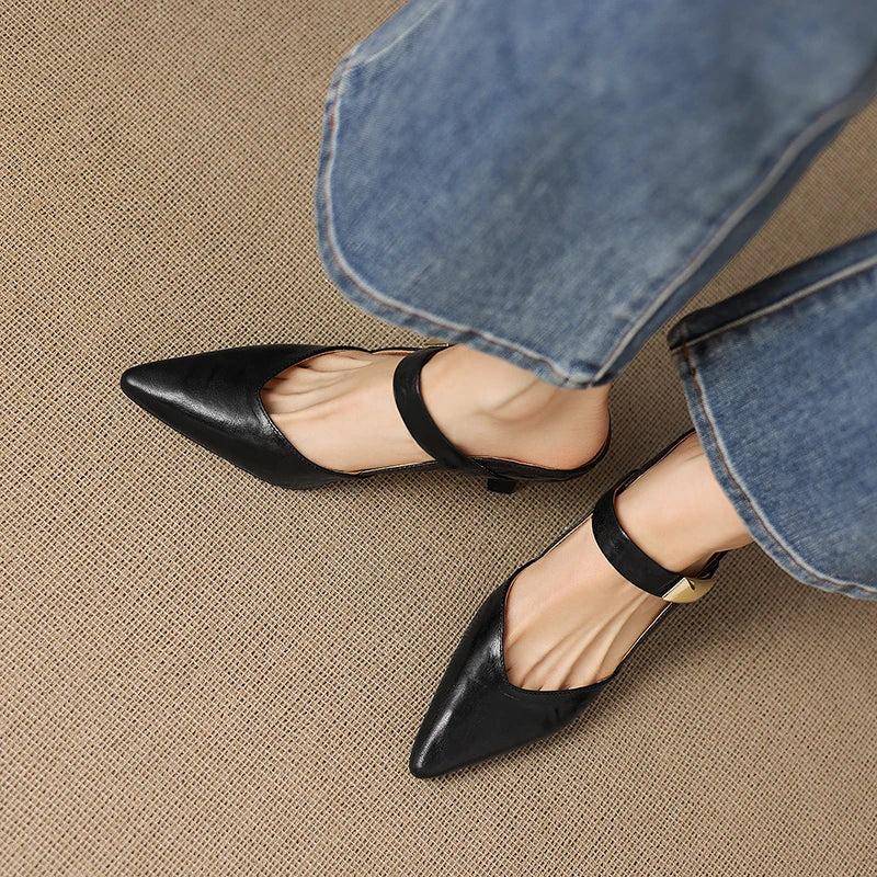 Savanna Genuine Leather Kitten Heel
