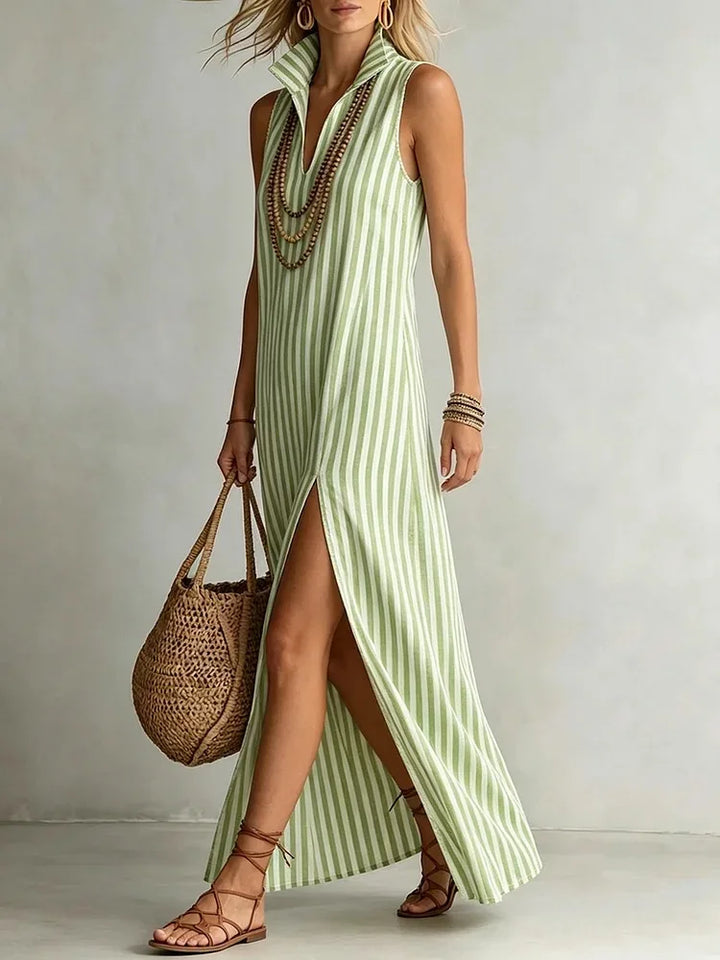 Eveloria Striped Slit Maxi Dress