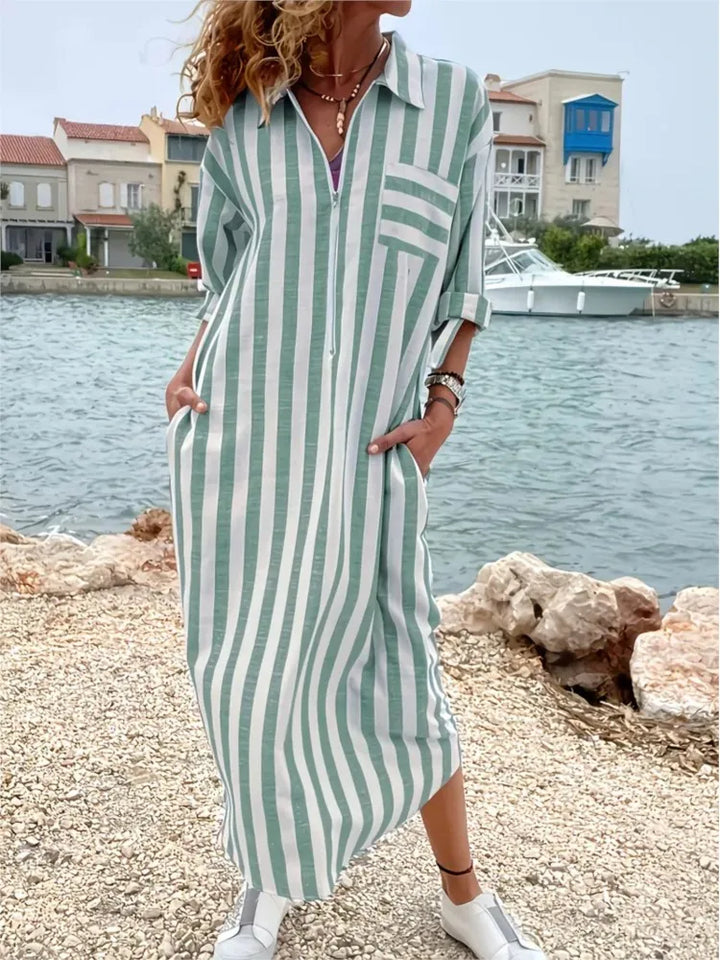 Layla Striped Maxi Shirt Dress