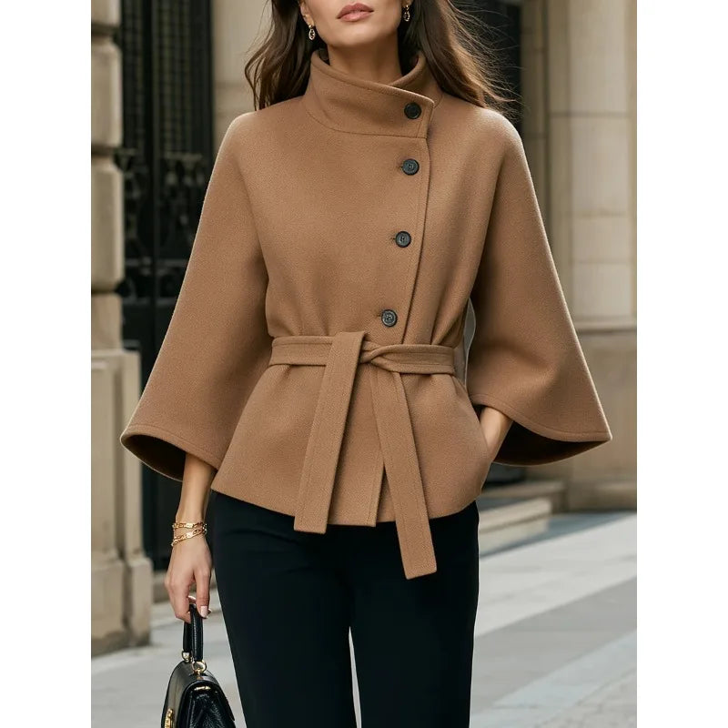 Fiammetta Belted Waist Cape Coat