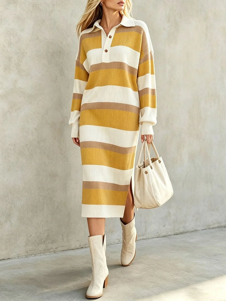 Annera Striped Polo Midi Dress