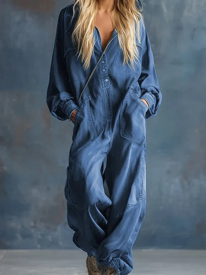 Odalyn Snap Front Denim Jumpsuit