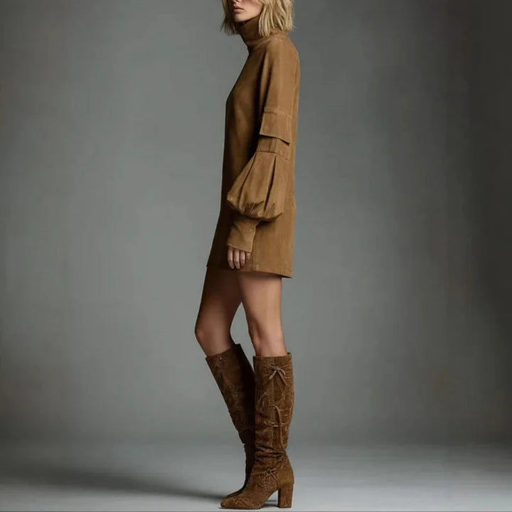 Marcie Suede Turtleneck Dress