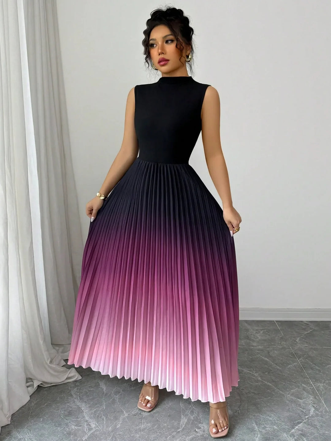 Zenaida Pleated Maxi Wedding Guest Dress