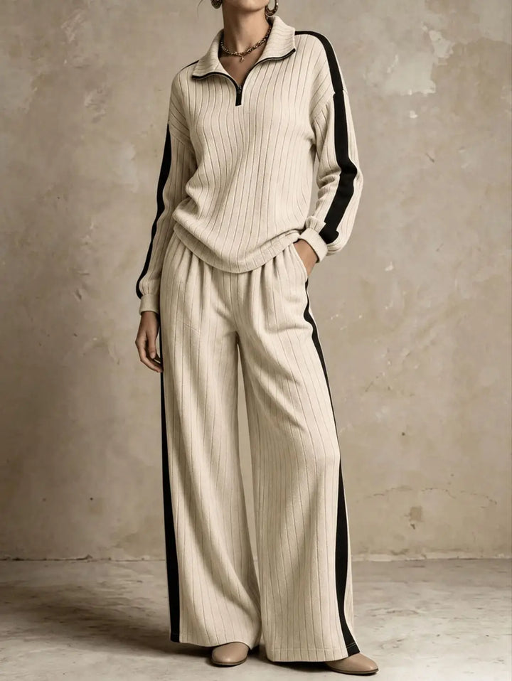 Dahlia Ribbed Half Zip Two Piece Set