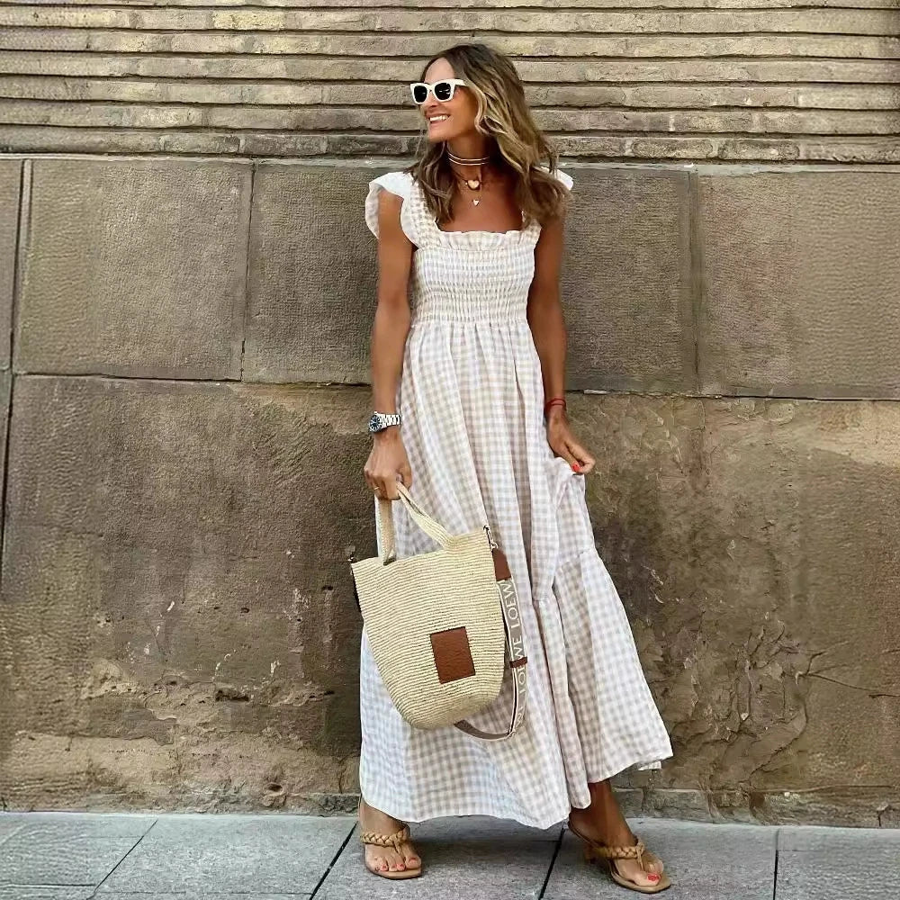 Magnolia Retro Plaid Sleeveless Long Dress